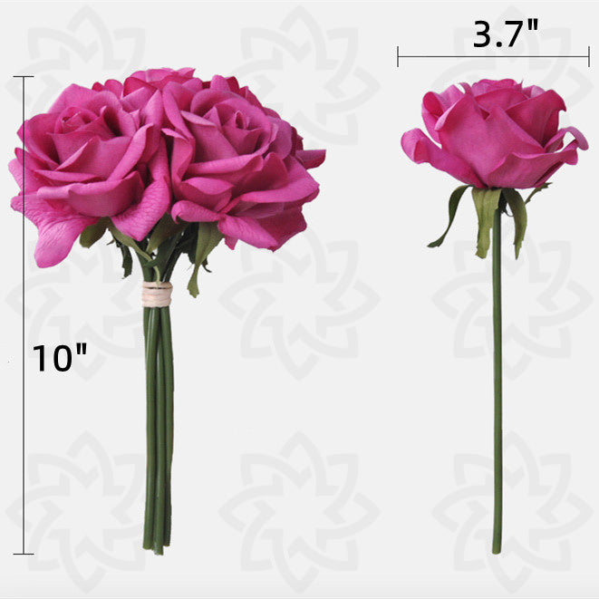 10 Inch Artificial Rose Bouquet, 10 Stems Real Touch Silk Flowers for Table Decorations