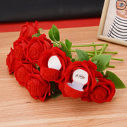 Red Rose Ring Box for Proposal Wedding Ceremony, Bulk Quantity, Artificial Flowers