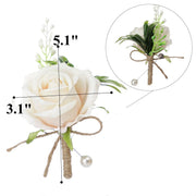 Rose Boutonnieres with Pearl Pins, Bulk Wedding Flowers, Artificial, 12 Pcs