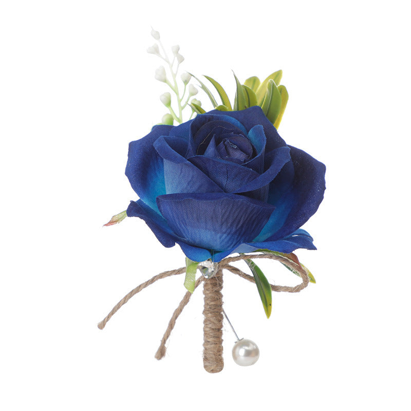 Rose Boutonnieres with Pearl Pins, Bulk Wedding Flowers, Artificial, 12 Pcs
