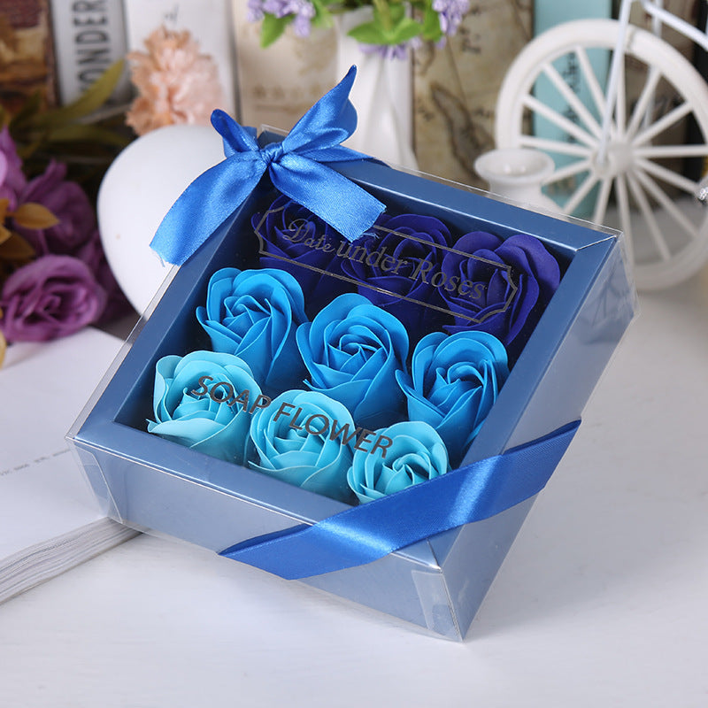 10 Pcs Artificial Soap Rose Flowers Gift Box Valentine's Day Holiday Party Decor