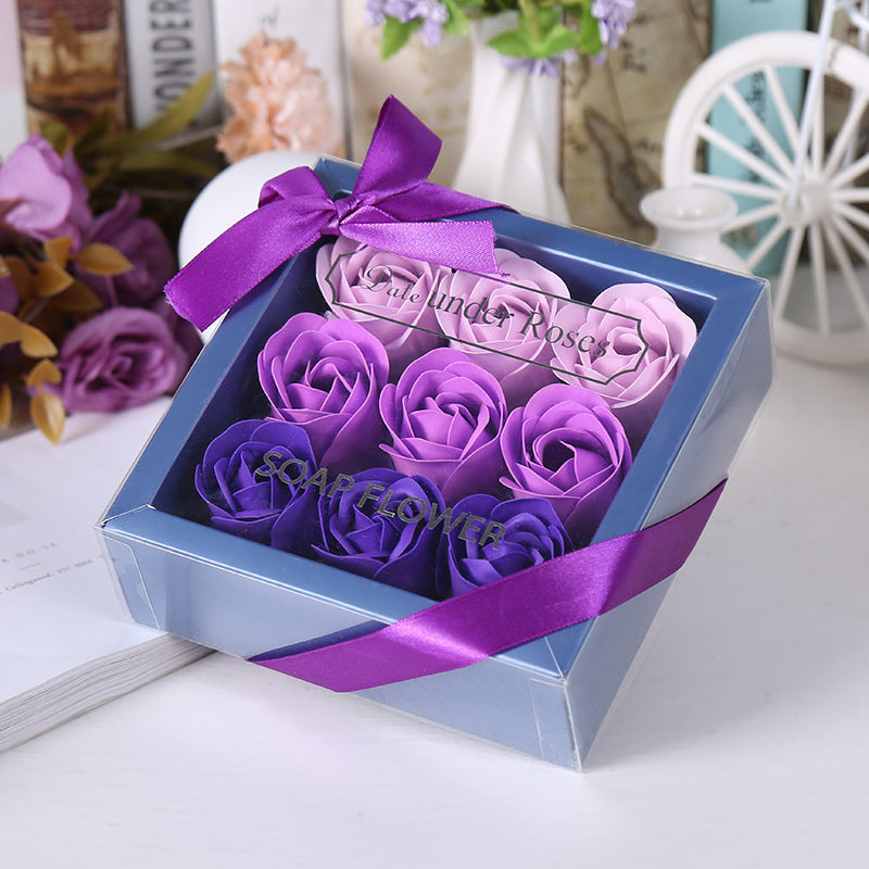 10 Pcs Artificial Soap Rose Flowers Gift Box Valentine's Day Holiday Party Decor