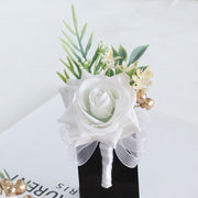 Artificial Rose Boutonniere for Men 12 Pcs Silk Wedding Ceremony Prom Flowers Bulk
