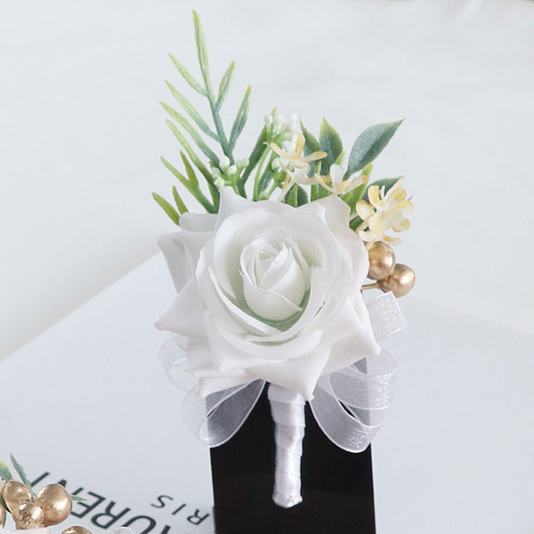 Artificial Rose Boutonniere for Men 12 Pcs Silk Wedding Ceremony Prom Flowers Bulk