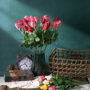 22 Inch Artificial Rose Bud Stems, 22 Pcs Real Touch Lifelike Silk Roses