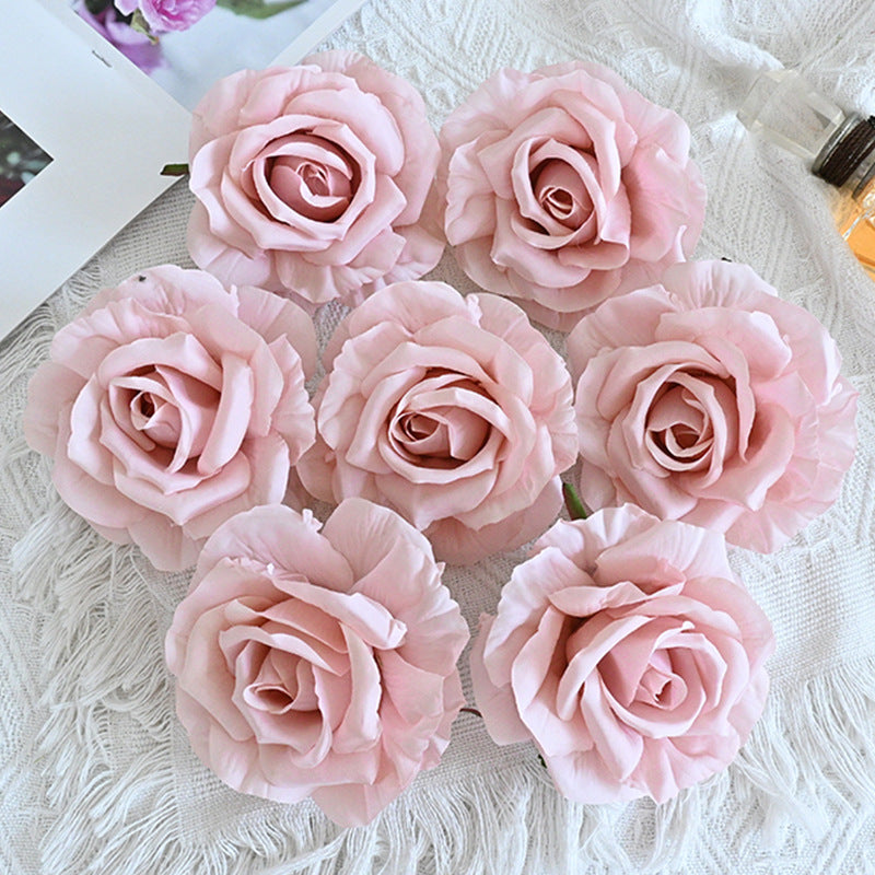 7 Pcs Avalanche Rose Silk Flower Heads for DIY Crafts Artificial Flowers Bulk