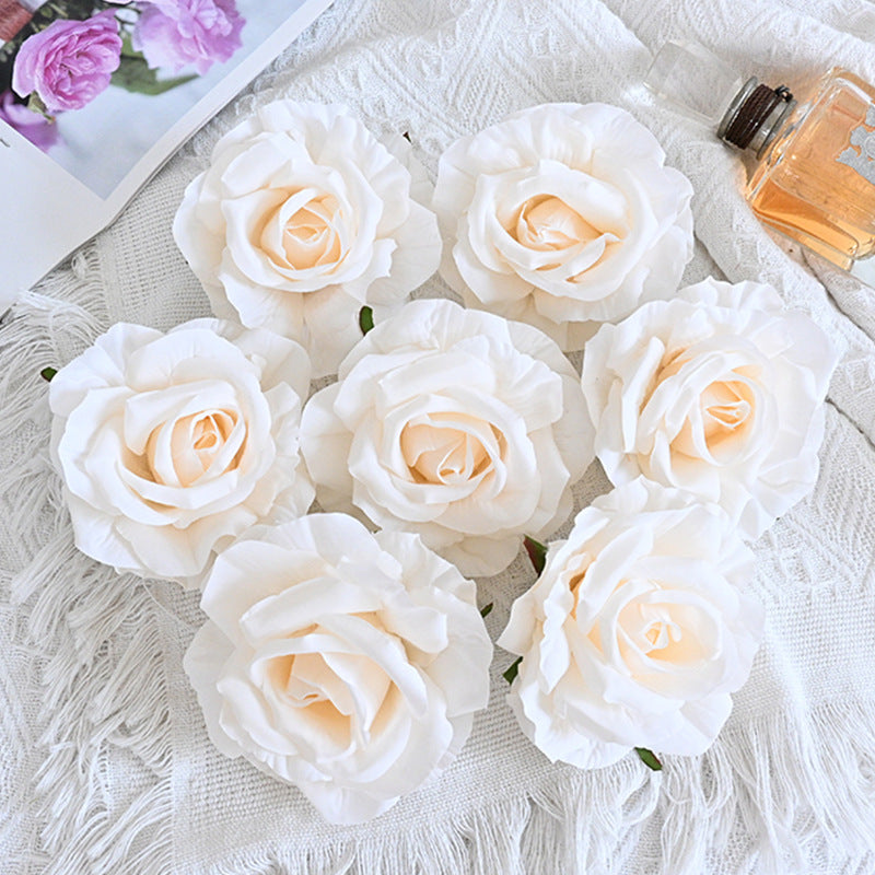 7 Pcs Avalanche Rose Silk Flower Heads for DIY Crafts Artificial Flowers Bulk