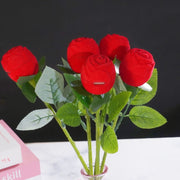 Red Rose Ring Box for Proposal Wedding Ceremony, Bulk Quantity, Artificial Flowers
