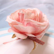 12 Pcs Handmade Artificial Rose Napkin Rings with Pearl Buckles Bulk Set