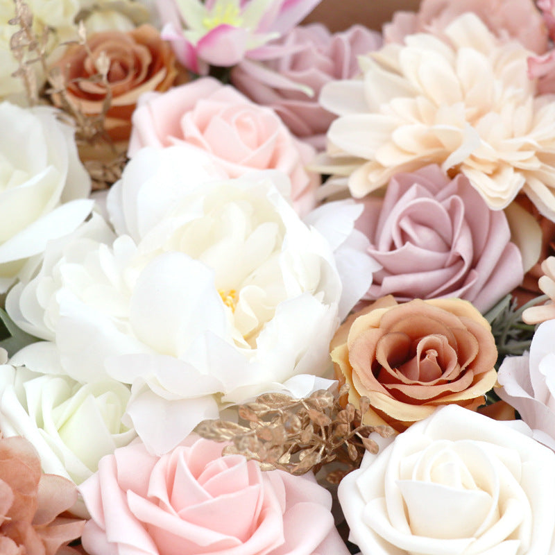 Artificial Roses Pink Bulk Bouquet Set 50 Pcs Silk Flowers for DIY Arrangements