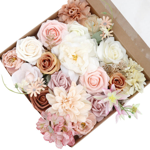 Artificial Roses Pink Bulk Bouquet Set 50 Pcs Silk Flowers for DIY Arrangements