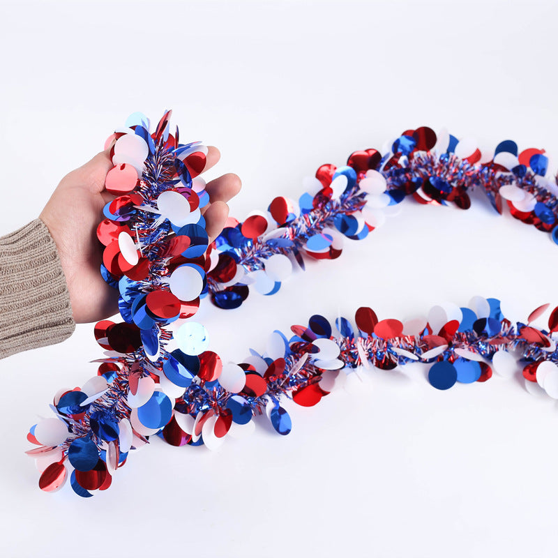 10 Pcs 65 Ft Round Shape Tinsel Garland Bulk Independence Day Decoration