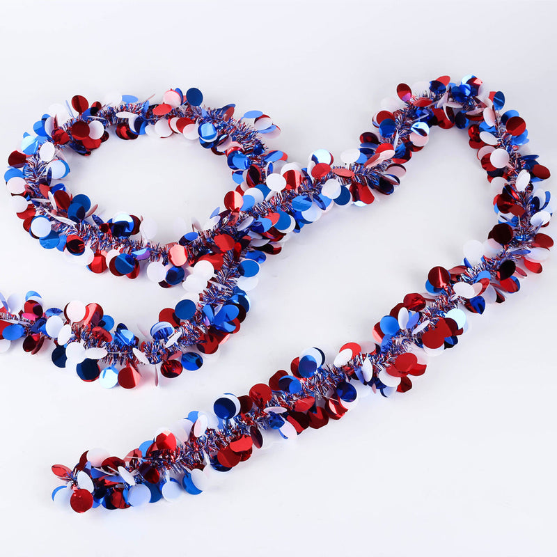 10 Pcs 65 Ft Round Shape Tinsel Garland Bulk Independence Day Decoration