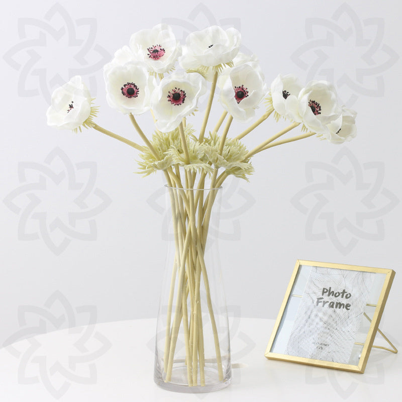9 Pcs 17 Inch Artificial Anemone Bouquet Spray Stems Real Touch Flowers Bulk