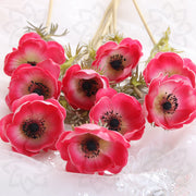 9 Pcs 17 Inch Artificial Anemone Bouquet Spray Stems Real Touch Flowers Bulk