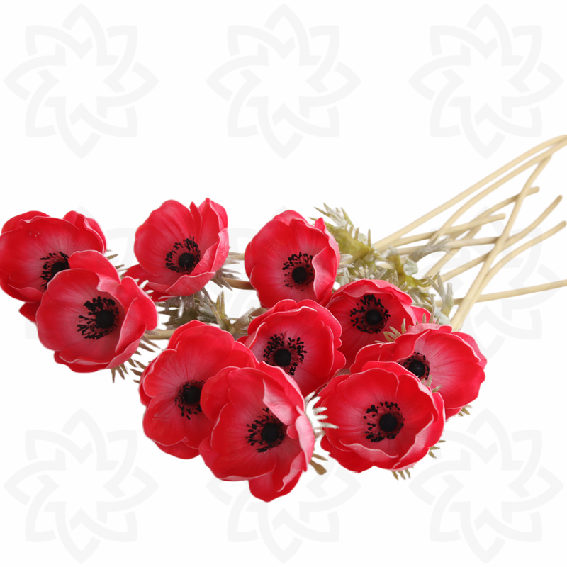 9 Pcs 17 Inch Artificial Anemone Bouquet Spray Stems Real Touch Flowers Bulk