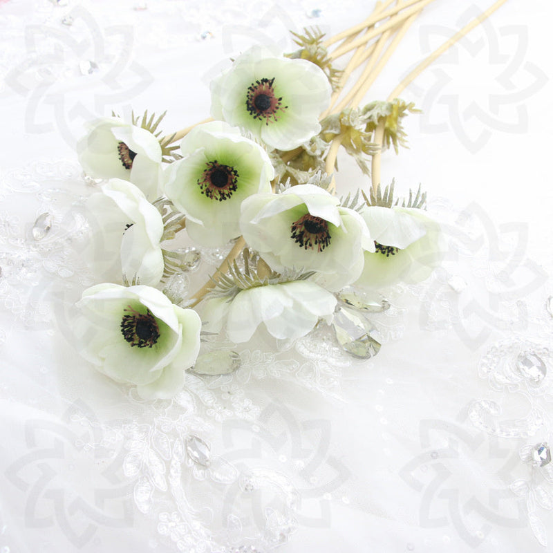 9 Pcs 17 Inch Artificial Anemone Bouquet Spray Stems Real Touch Flowers Bulk