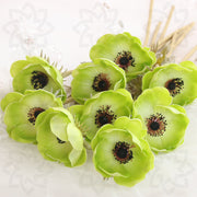 9 Pcs 17 Inch Artificial Anemone Bouquet Spray Stems Real Touch Flowers Bulk