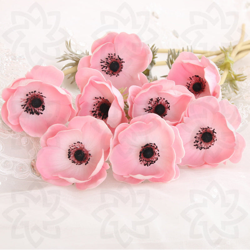 9 Pcs 17 Inch Artificial Anemone Bouquet Spray Stems Real Touch Flowers Bulk