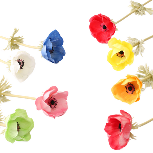 9 Pcs 17 Inch Artificial Anemone Bouquet Spray Stems Real Touch Flowers Bulk