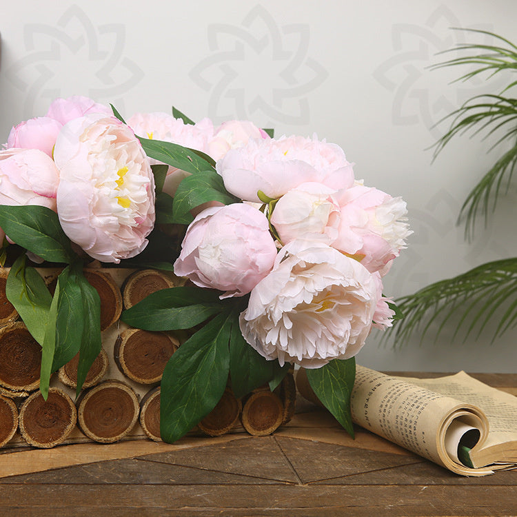 10 Inch Pink Peony Bouquet 10 Pcs Artificial Silk Flowers Bulk Wholesale