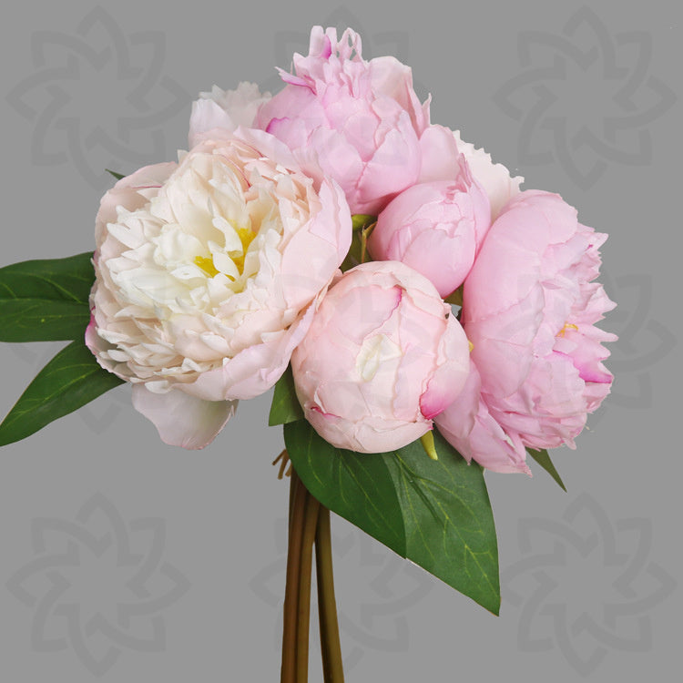 10 Inch Pink Peony Bouquet 10 Pcs Artificial Silk Flowers Bulk Wholesale