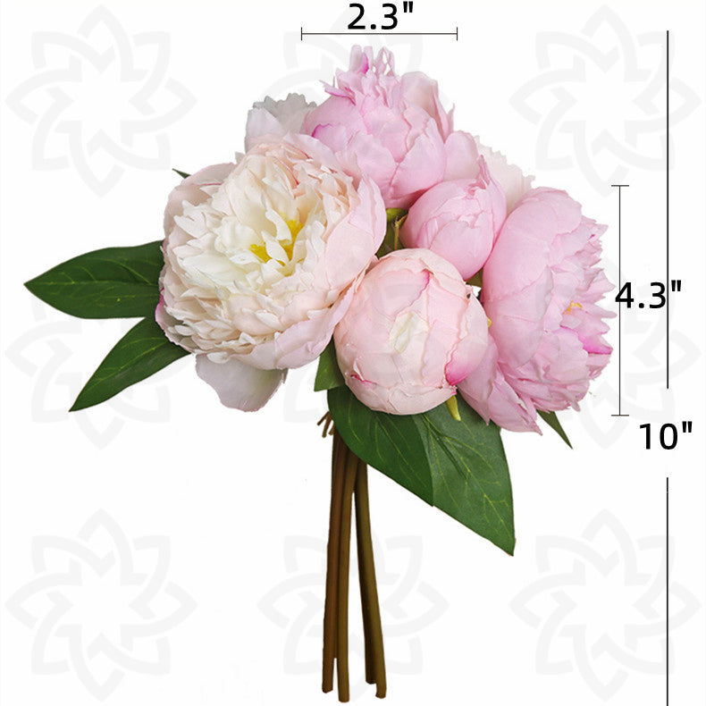 10 Inch Pink Peony Bouquet 10 Pcs Artificial Silk Flowers Bulk Wholesale