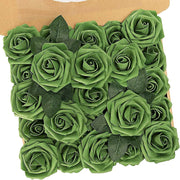 25 Pcs Artificial Foam Roses with Stems White 12 Inch Realistic DIY Wedding Bouquet Centerpieces