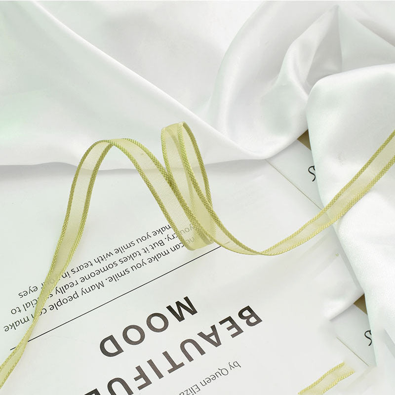 39 Inch Sage Green Handmade Fringe Chiffon Silk Ribbon for Wedding Crafts Bulk Quantity