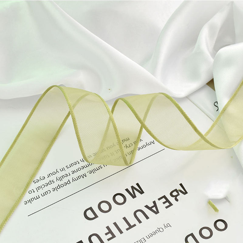 39 Inch Sage Green Handmade Fringe Chiffon Silk Ribbon for Wedding Crafts Bulk Quantity