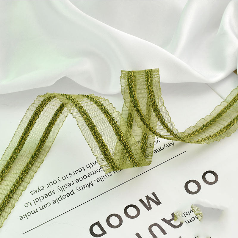 39 Inch Sage Green Handmade Fringe Chiffon Silk Ribbon for Wedding Crafts Bulk Quantity
