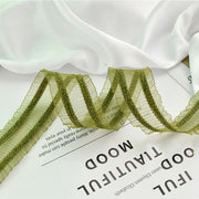 39 Inch Sage Green Handmade Fringe Chiffon Silk Ribbon for Wedding Crafts Bulk Quantity