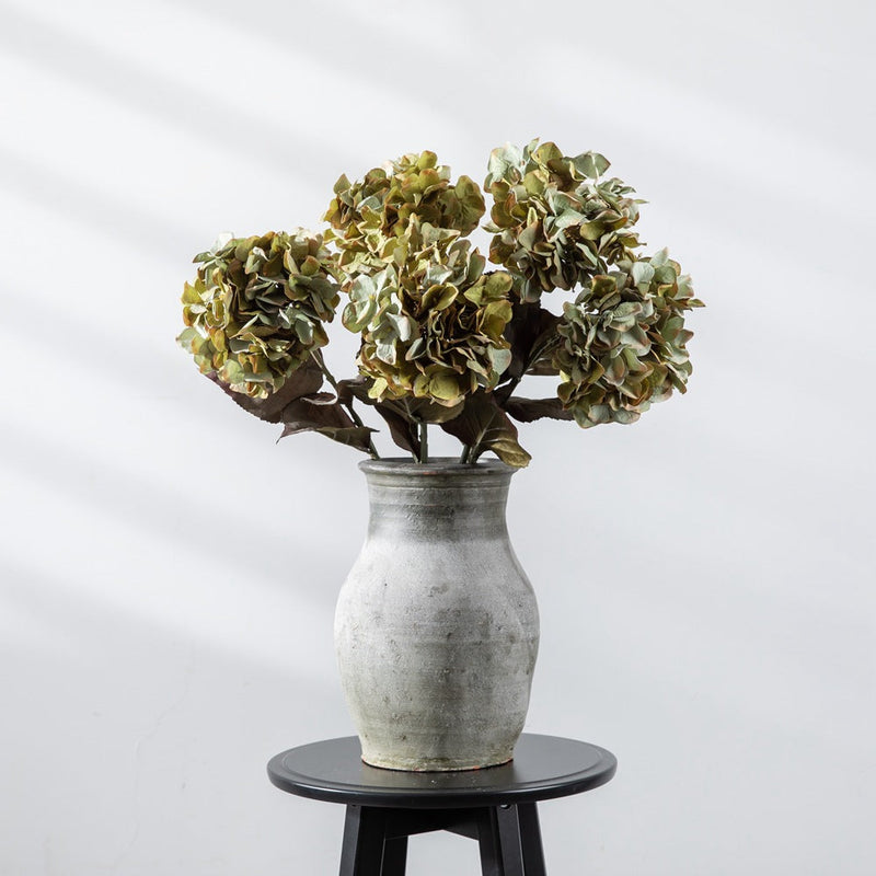 10 Pcs Wabi-Sabi Sage Green Hydrangea Stems 12 Inch Silk Artificial Flowers
