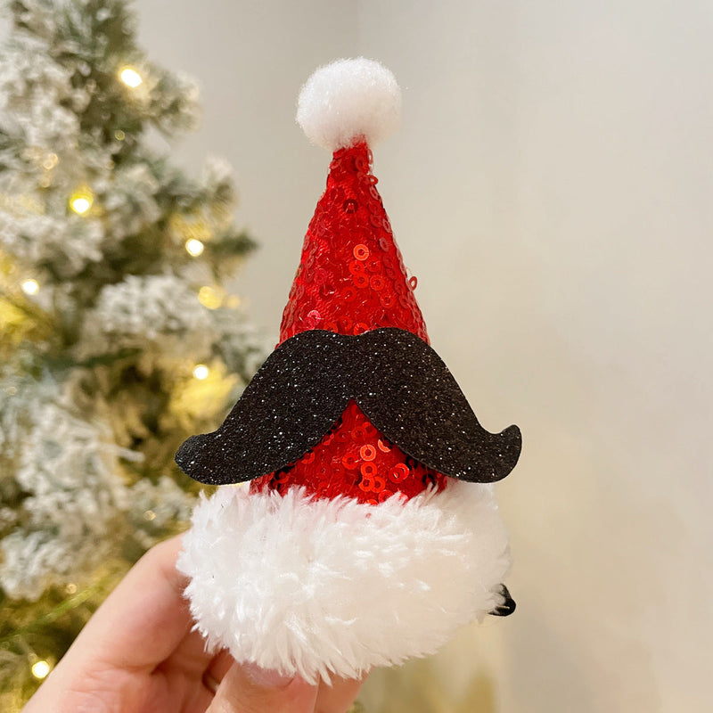 11 Styles Glitter Santa Hat Christmas Tree Ornaments with Clips Bulk Set