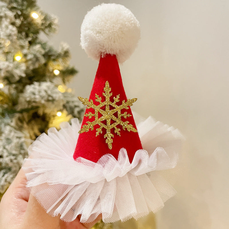 11 Styles Glitter Santa Hat Christmas Tree Ornaments with Clips Bulk Set