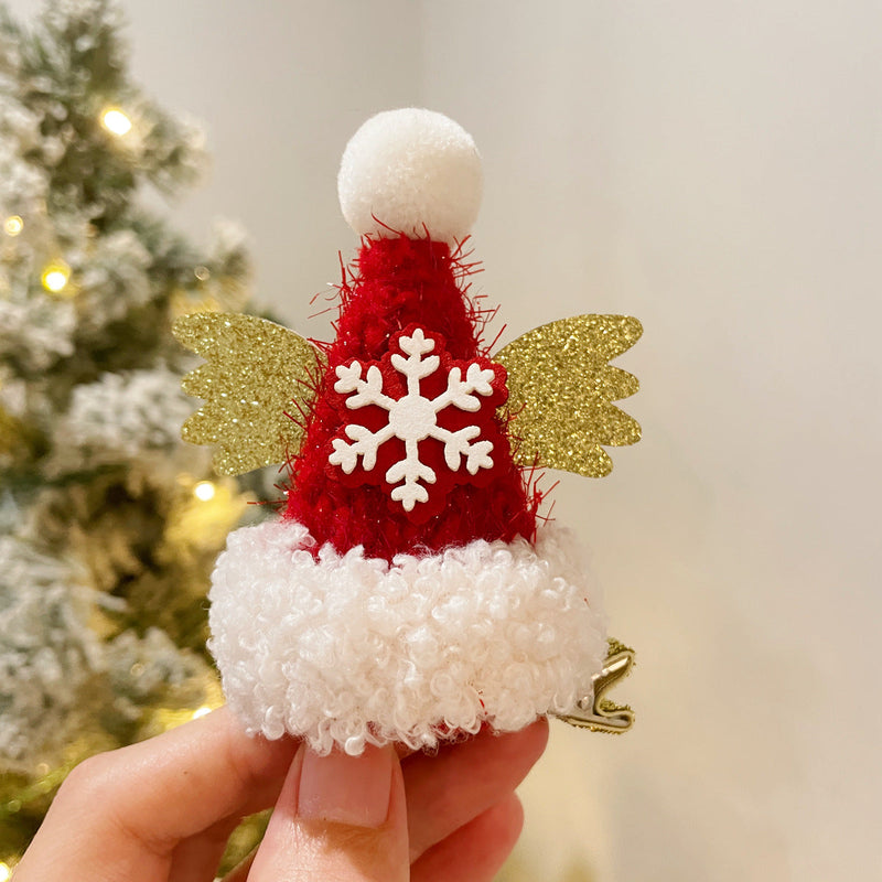 11 Styles Glitter Santa Hat Christmas Tree Ornaments with Clips Bulk Set