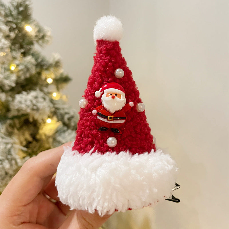 11 Styles Glitter Santa Hat Christmas Tree Ornaments with Clips Bulk Set