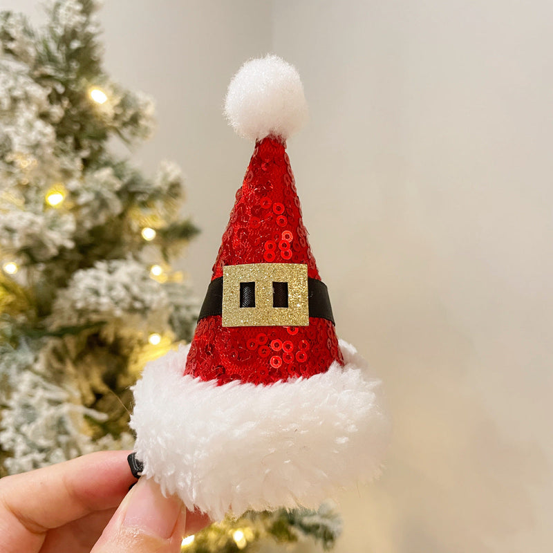 11 Styles Glitter Santa Hat Christmas Tree Ornaments with Clips Bulk Set