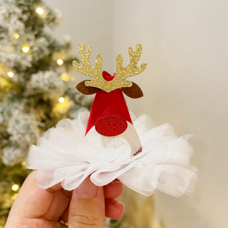 11 Styles Glitter Santa Hat Christmas Tree Ornaments with Clips Bulk Set