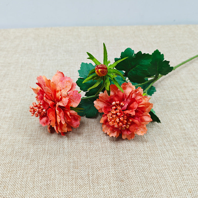 6 Pcs 14.5 Inch Artificial Silk Scabiosa Flower Stems Fall Decor Spray