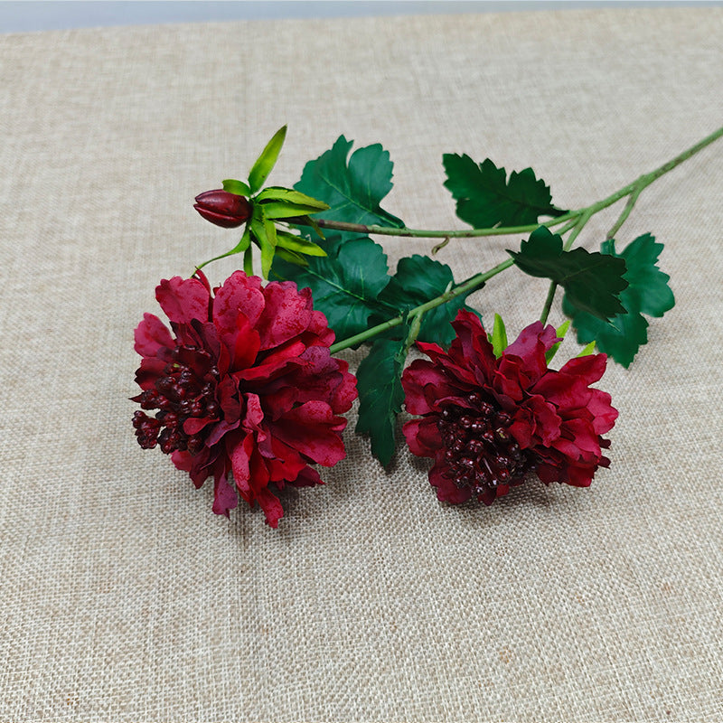 6 Pcs 14.5 Inch Artificial Silk Scabiosa Flower Stems Fall Decor Spray