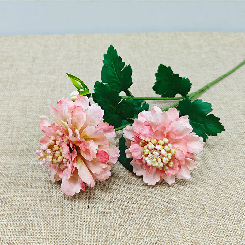 6 Pcs 14.5 Inch Artificial Silk Scabiosa Flower Stems Fall Decor Spray