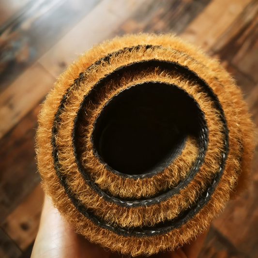 Semi-Circular Coir-Like Door Mat, 23.6x35.4 Inch Entryway Rug for Dirt Trapping, Non-Slip Welcome Mat