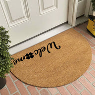 Semi-Circular Coir-Like Door Mat, 23.6x35.4 Inch Entryway Rug for Dirt Trapping, Non-Slip Welcome Mat