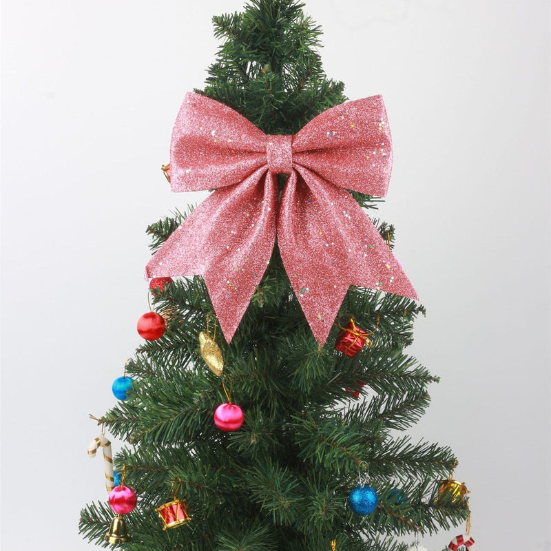 2 Pcs Sequin Wreath Bows Christmas Decorative Hanging Ornaments