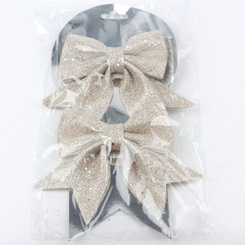 2 Pcs Sequin Wreath Bows Christmas Decorative Hanging Ornaments
