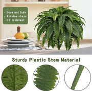 2 Pcs 22 Inch Artificial Boston Fern Bush UV Resistant Outdoor Plants