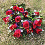 2 Pcs Artificial Flower Bouquets with Vase for Grave Memorial, Silk Flowers