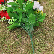 Artificial Flowers Bouquet 12 Inch 10 Pcs Bulk Memorial Graveyard Cemetery Vase Included