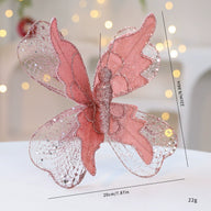 Set of 3 Life-Sized Velvet Christmas Butterflies on 9.9" Picks – Ornaments for Tree, Wreath, Gift Wrap